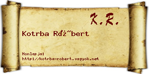 Kotrba Róbert névjegykártya